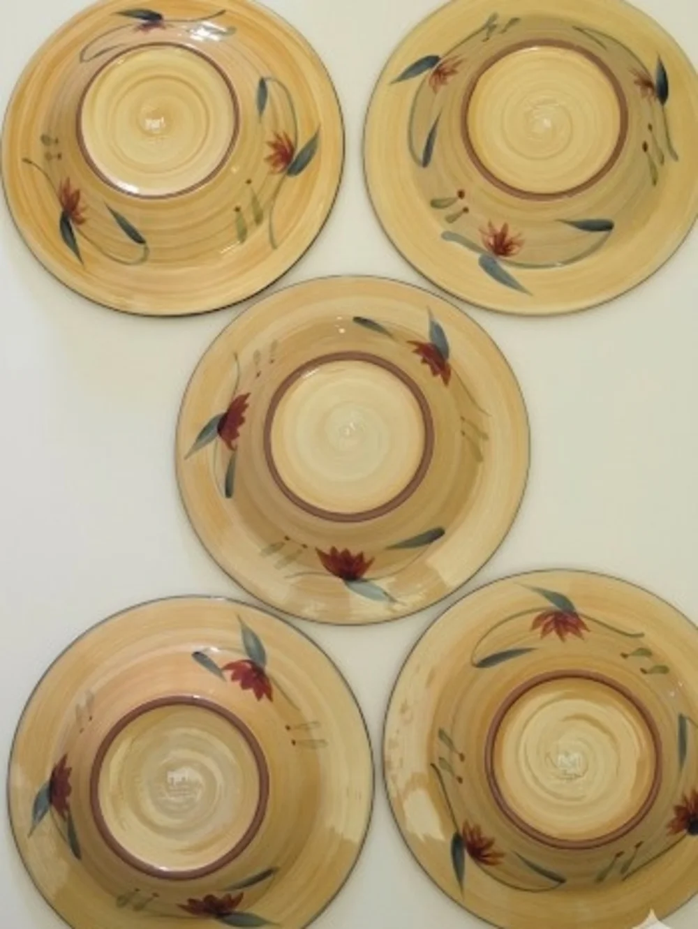Pier 1 Elizabeth Hand-Painted Floral Pasta/Soup Bowls - Set of 5